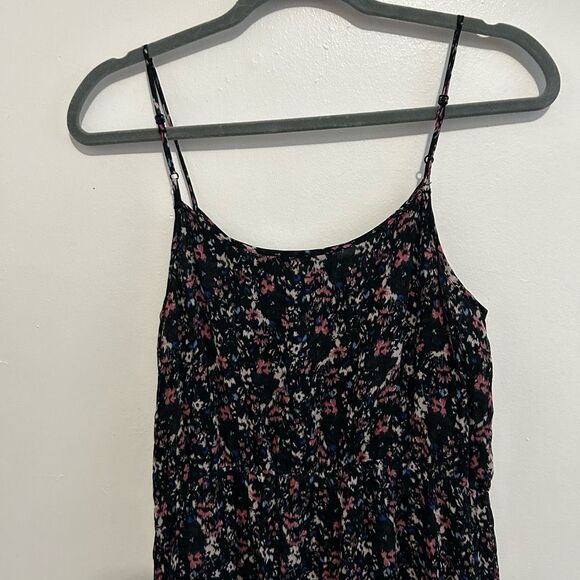 AllSaints Black Floral Silk Midi Dress Size M Fairy Whimsical Goth Grunge Dark - Picture 3 of 10